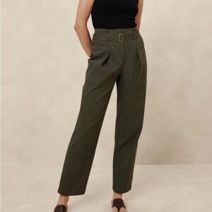 Green Relaxed Fit High-Waisted Trousers